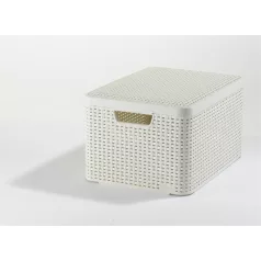   CURVER Rattan hatású kosár tetővel, 30l, törtfehér, CURVER "Style L"