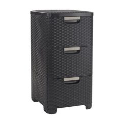   CURVER Rattan hatású fiókos tároló, 3x14 l, sötét barna, CURVER