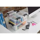 SMARTSTORE Műanyag tárolódoboz, 0,3 liter, fekete fogantyúkkal, SMARTSTORE "Classic 0,5", átlátszó