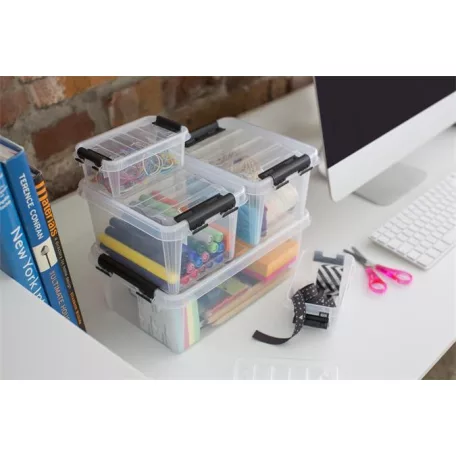 SMARTSTORE Műanyag tárolódoboz, 0,3 liter, fekete fogantyúkkal, SMARTSTORE "Classic 0,5", átlátszó