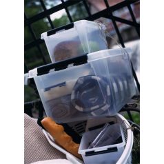   SMARTSTORE Műanyag tárolódoboz, 1 liter, fekete fogantyúkkal, SMARTSTORE "Classic 1", átlátszó
