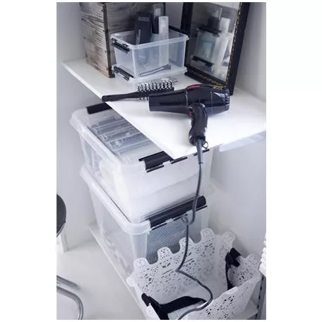 SMARTSTORE Műanyag tárolódoboz, 1 liter, fekete fogantyúkkal, SMARTSTORE "Classic 1", átlátszó