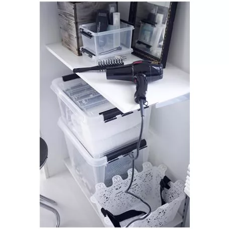 SMARTSTORE Műanyag tárolódoboz, 1 liter, fekete fogantyúkkal, SMARTSTORE "Classic 1", átlátszó