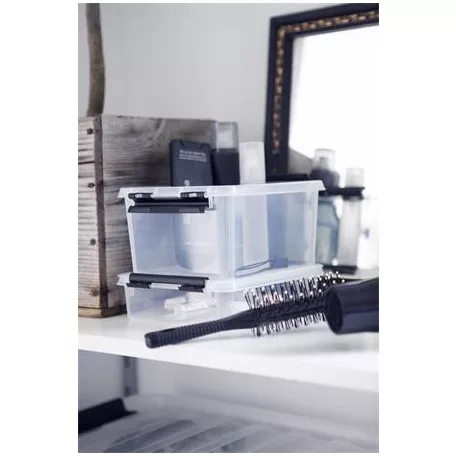 SMARTSTORE Műanyag tárolódoboz, 1 liter, fekete fogantyúkkal, SMARTSTORE "Classic 1", átlátszó