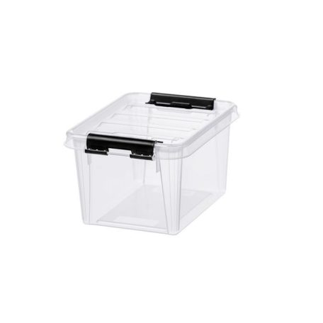 SMARTSTORE Műanyag tárolódoboz, 1,5 liter, fekete fogantyúkkal, SMARTSTORE "Classic 1,5", átlátszó