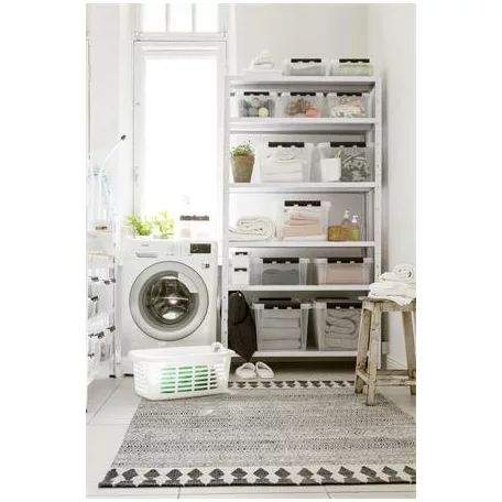 SMARTSTORE Műanyag tárolódoboz, 2 liter, fekete fogantyúkkal, SMARTSTORE "Classic 2", átlátszó