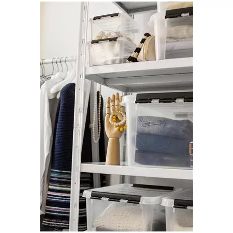 SMARTSTORE Műanyag tárolódoboz, 2 liter, fekete fogantyúkkal, SMARTSTORE "Classic 2", átlátszó