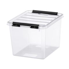   SMARTSTORE Műanyag tárolódoboz, 3 liter, fekete fogantyúkkal, SMARTSTORE "Classic 3", átlátszó