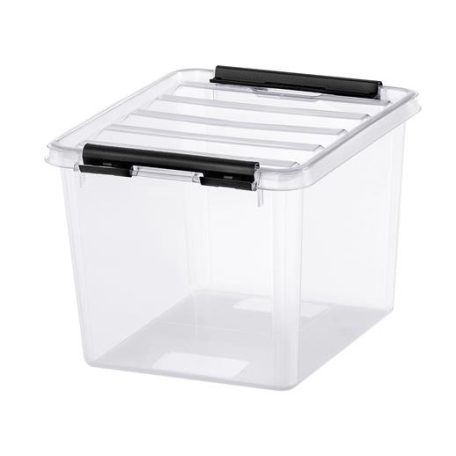 SMARTSTORE Műanyag tárolódoboz, 3 liter, fekete fogantyúkkal, SMARTSTORE "Classic 3", átlátszó