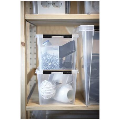 SMARTSTORE Műanyag tárolódoboz, 3 liter, fekete fogantyúkkal, SMARTSTORE "Classic 3", átlátszó