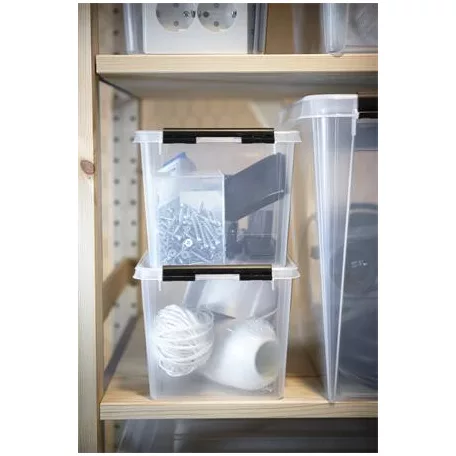 SMARTSTORE Műanyag tárolódoboz, 3 liter, fekete fogantyúkkal, SMARTSTORE "Classic 3", átlátszó