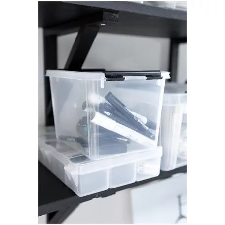 SMARTSTORE Műanyag tárolódoboz, 3 liter, fekete fogantyúkkal, SMARTSTORE "Classic 3", átlátszó