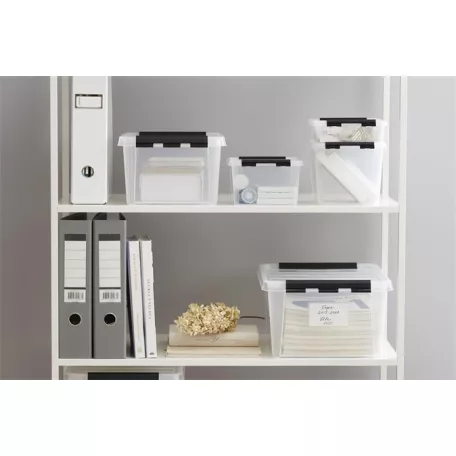 SMARTSTORE Műanyag tárolódoboz, 3 liter, fekete fogantyúkkal, SMARTSTORE "Classic 3", átlátszó