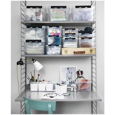 SMARTSTORE Műanyag tárolódoboz, 3 liter, fekete fogantyúkkal, SMARTSTORE "Classic 3", átlátszó