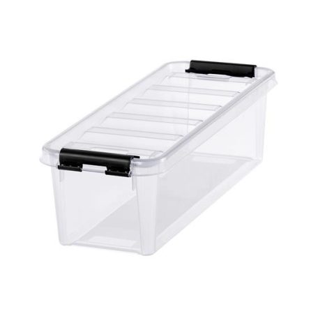 SMARTSTORE Műanyag tárolódoboz, 3,5 liter, fekete fogantyúkkal, SMARTSTORE "Classic 4", átlátszó