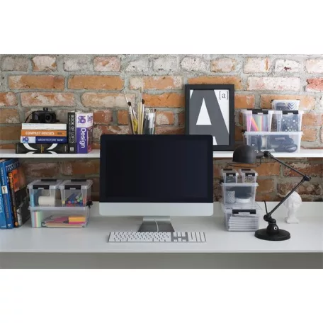 SMARTSTORE Műanyag tárolódoboz, 3,6 liter, fekete fogantyúkkal, SMARTSTORE "Classic 5", átlátszó