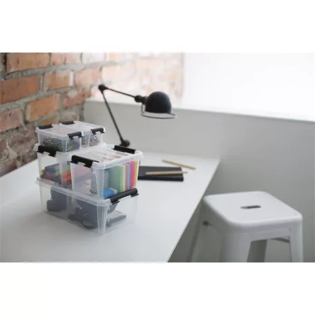 SMARTSTORE Műanyag tárolódoboz, 3,6 liter, fekete fogantyúkkal, SMARTSTORE "Classic 5", átlátszó