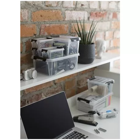 SMARTSTORE Műanyag tárolódoboz, 3,6 liter, fekete fogantyúkkal, SMARTSTORE "Classic 5", átlátszó