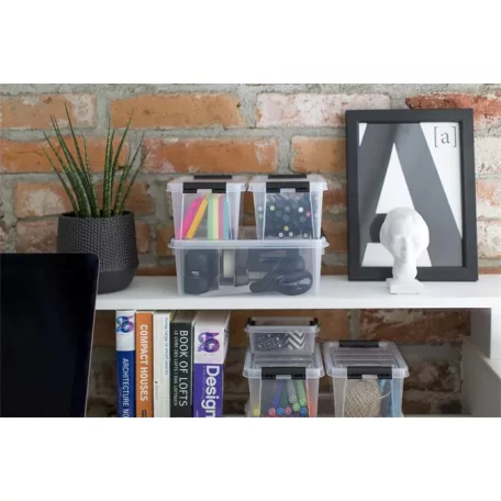 SMARTSTORE Műanyag tárolódoboz, 3,6 liter, fekete fogantyúkkal, SMARTSTORE "Classic 5", átlátszó