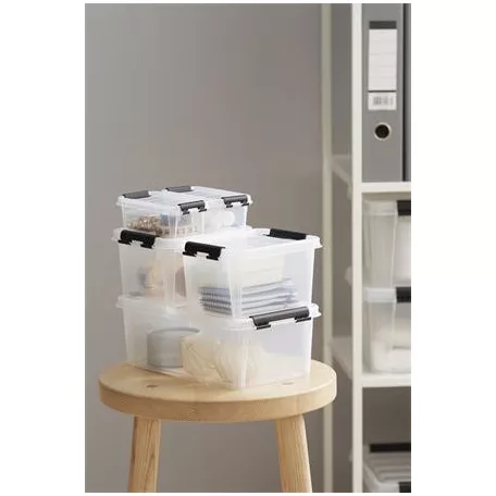 SMARTSTORE Műanyag tárolódoboz, 3,6 liter, fekete fogantyúkkal, SMARTSTORE "Classic 5", átlátszó