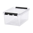SMARTSTORE Műanyag tárolódoboz, 8 liter, fekete fogantyúkkal, SMARTSTORE "Classic 10", átlátszó