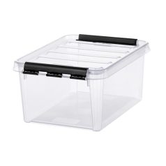   SMARTSTORE Műanyag tárolódoboz, 8 liter, fekete fogantyúkkal, SMARTSTORE "Classic 10", átlátszó