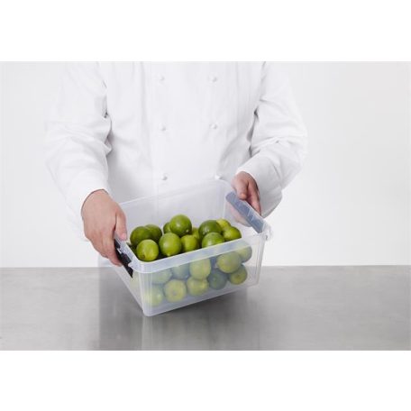 SMARTSTORE Műanyag tárolódoboz, 8 liter, fekete fogantyúkkal, SMARTSTORE "Classic 10", átlátszó