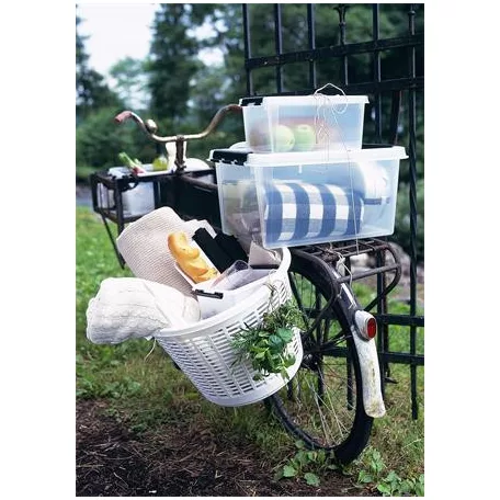 SMARTSTORE Műanyag tárolódoboz, 8 liter, fekete fogantyúkkal, SMARTSTORE "Classic 10", átlátszó