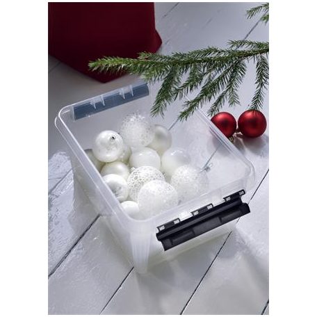 SMARTSTORE Műanyag tárolódoboz, 8 liter, fekete fogantyúkkal, SMARTSTORE "Classic 10", átlátszó