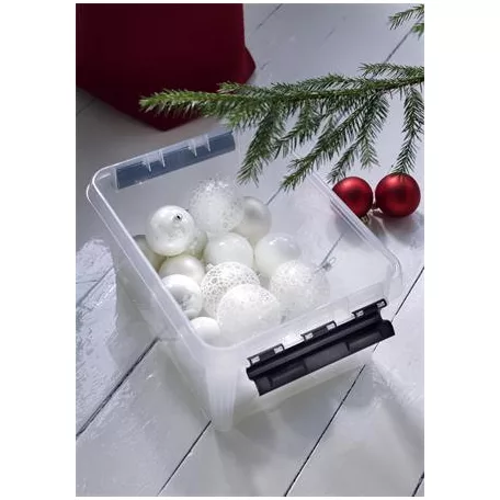 SMARTSTORE Műanyag tárolódoboz, 8 liter, fekete fogantyúkkal, SMARTSTORE "Classic 10", átlátszó