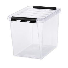   SMARTSTORE Műanyag tárolódoboz, 14 liter, fekete fogantyúkkal, SMARTSTORE "Classic 11", átlátszó