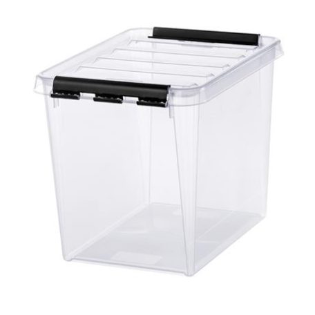 SMARTSTORE Műanyag tárolódoboz, 14 liter, fekete fogantyúkkal, SMARTSTORE "Classic 11", átlátszó