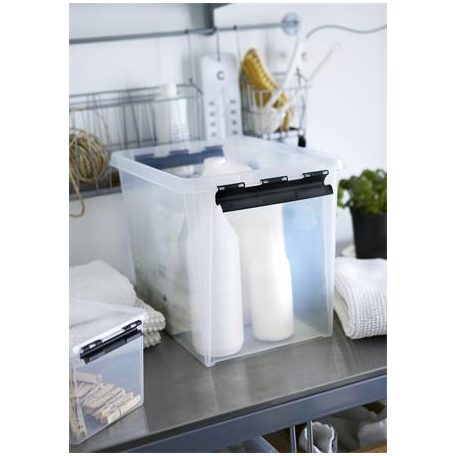 SMARTSTORE Műanyag tárolódoboz, 14 liter, fekete fogantyúkkal, SMARTSTORE "Classic 11", átlátszó