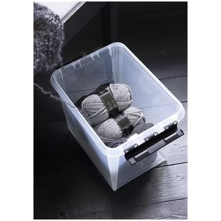 SMARTSTORE Műanyag tárolódoboz, 14 liter, fekete fogantyúkkal, SMARTSTORE "Classic 11", átlátszó