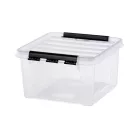 SMARTSTORE Műanyag tárolódoboz, 8 liter, fekete fogantyúkkal, SMARTSTORE "Classic 12", átlátszó