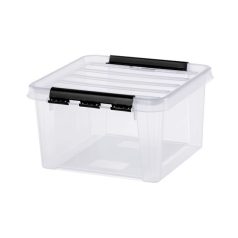   SMARTSTORE Műanyag tárolódoboz, 8 liter, fekete fogantyúkkal, SMARTSTORE "Classic 12", átlátszó