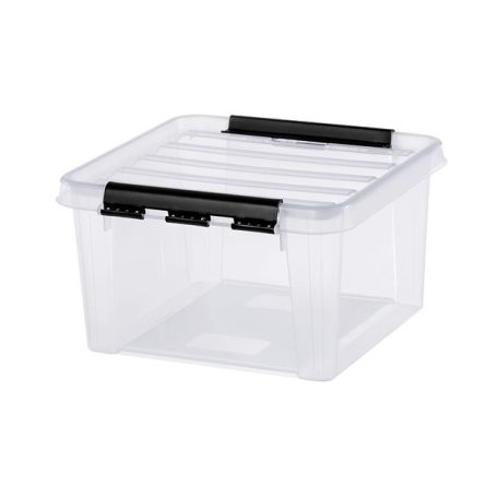 SMARTSTORE Műanyag tárolódoboz, 8 liter, fekete fogantyúkkal, SMARTSTORE "Classic 12", átlátszó