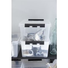   SMARTSTORE Műanyag tárolódoboz, 8 liter, fekete fogantyúkkal, SMARTSTORE "Classic 12", átlátszó