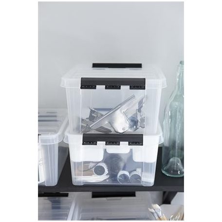 SMARTSTORE Műanyag tárolódoboz, 8 liter, fekete fogantyúkkal, SMARTSTORE "Classic 12", átlátszó