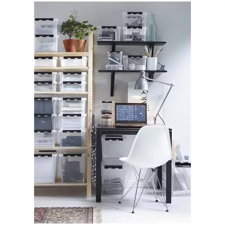 SMARTSTORE Műanyag tárolódoboz, 8 liter, fekete fogantyúkkal, SMARTSTORE "Classic 12", átlátszó