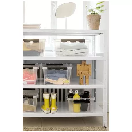 SMARTSTORE Műanyag tárolódoboz, 8 liter, fekete fogantyúkkal, SMARTSTORE "Classic 12", átlátszó