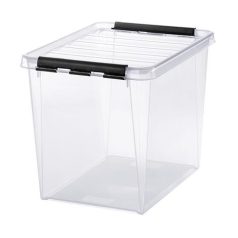   SMARTSTORE Műanyag tárolódoboz, 25 liter, fekete fogantyúkkal, SMARTSTORE "Classic 16", átlátszó
