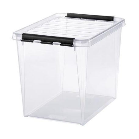 SMARTSTORE Műanyag tárolódoboz, 25 liter, fekete fogantyúkkal, SMARTSTORE "Classic 16", átlátszó