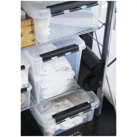 SMARTSTORE Műanyag tárolódoboz, 25 liter, fekete fogantyúkkal, SMARTSTORE "Classic 16", átlátszó