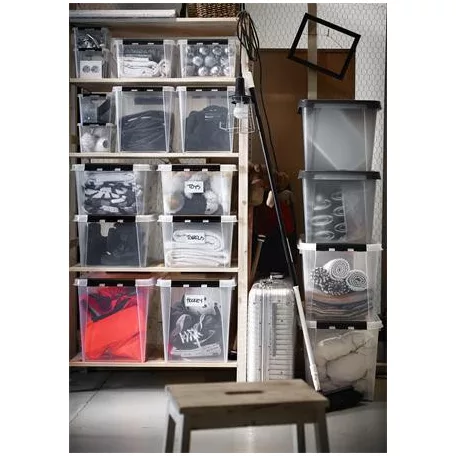 SMARTSTORE Műanyag tárolódoboz, 25 liter, fekete fogantyúkkal, SMARTSTORE "Classic 16", átlátszó