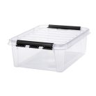 SMARTSTORE Műanyag tárolódoboz, 21 liter, fekete fogantyúkkal, SMARTSTORE "Classic 24", átlátszó