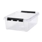 SMARTSTORE Műanyag tárolódoboz, 21 liter, fekete fogantyúkkal, SMARTSTORE "Classic 24", átlátszó