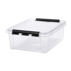   SMARTSTORE Műanyag tárolódoboz, 21 liter, fekete fogantyúkkal, SMARTSTORE "Classic 24", átlátszó
