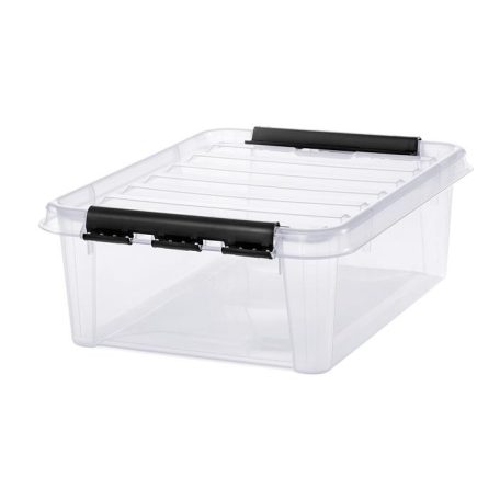 SMARTSTORE Műanyag tárolódoboz, 21 liter, fekete fogantyúkkal, SMARTSTORE "Classic 24", átlátszó