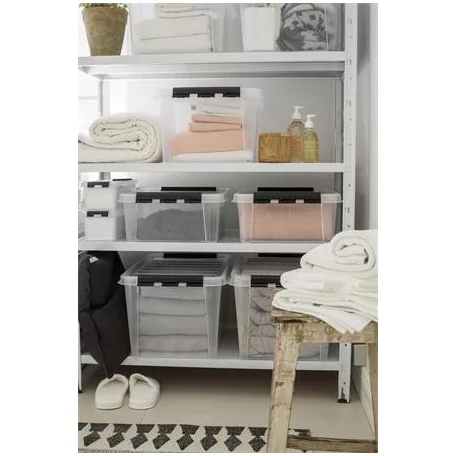 SMARTSTORE Műanyag tárolódoboz, 21 liter, fekete fogantyúkkal, SMARTSTORE "Classic 24", átlátszó